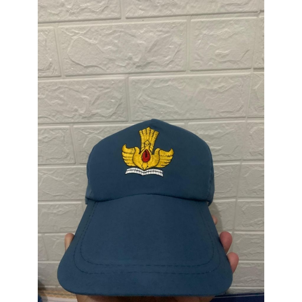 TOPI SEKOLAH SMK BIRU BIRU BORDIR