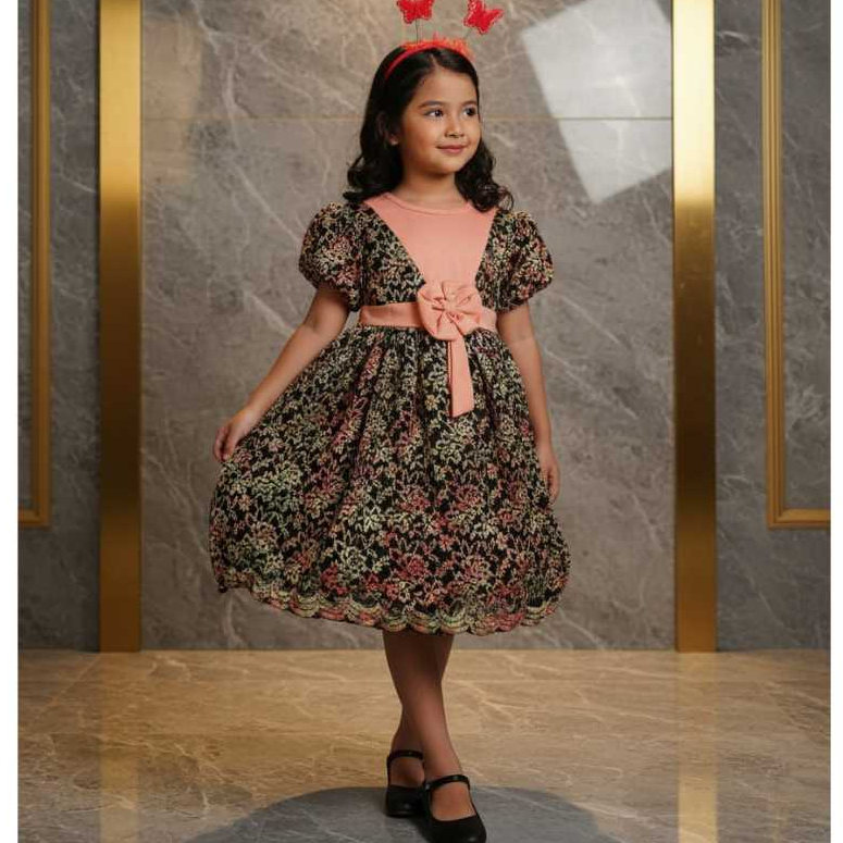 Dress Burkad Pelangi Anak Perempuan Hana Bahan Brukat Korneli Bordir Import Mix Bridal Premium-HBQ