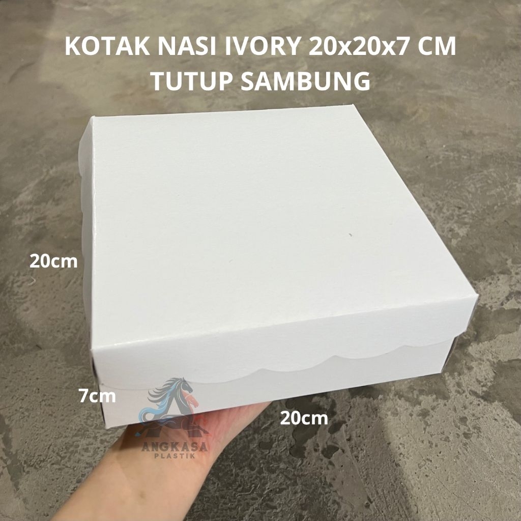 Kotak Nasi Ivory Tutup Sambung 20x20x7 cm / Box Nasi 20x20 cm / Kotak Makan Duplex Ivory / Kotak Put