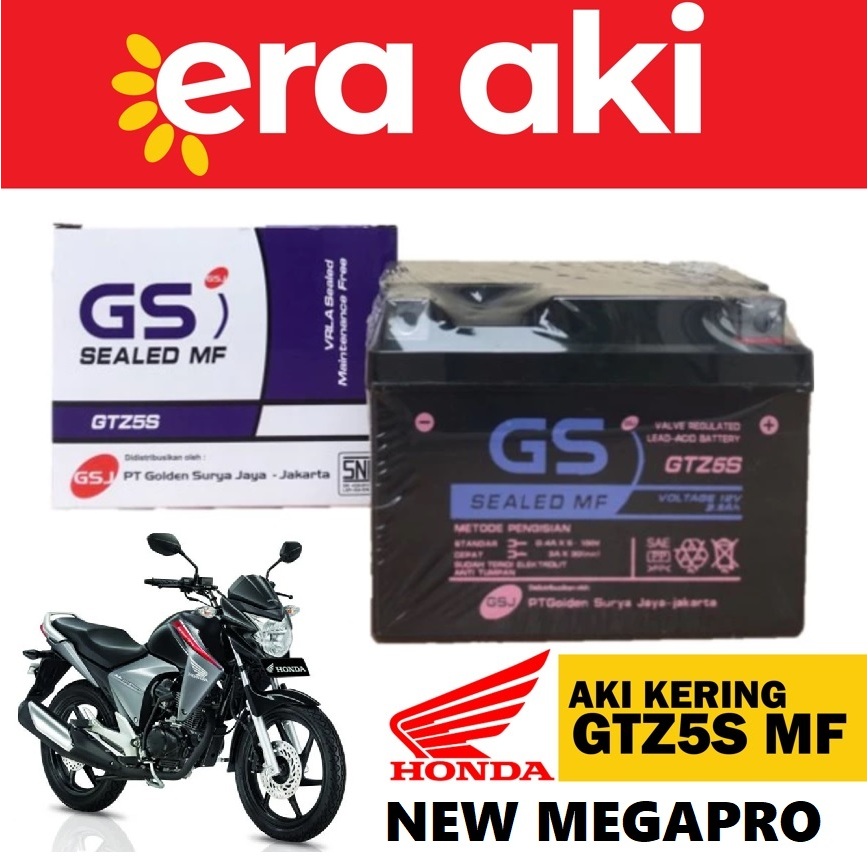 Aki Motor Honda New Megapro Monoshock GTZ5S Aki Kering Accu Kering MF