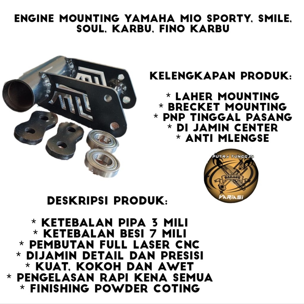 Engine Mounting Yamaha Mio Sporty, Mio Karbu, Mio soul, Mio Smile, Full Set Bahan tebal