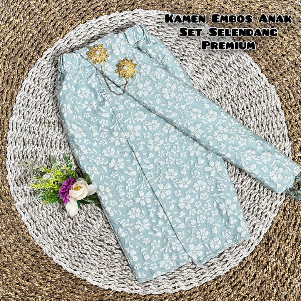 Kamen embos anak set selendang