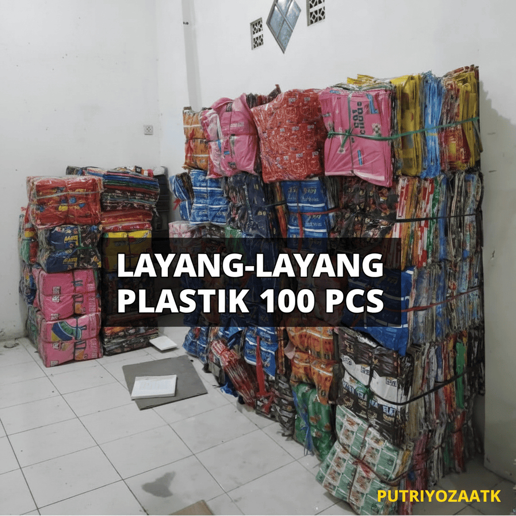 100PCS LAYANG-LAYANG PLASTIK / LAYANG LAYANG MACO / LAYANGAN PLASTIK MOTIF CAMPUR