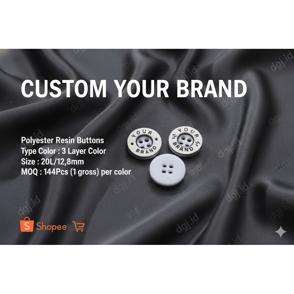 Kancing Kemeja Koko Gamis 3 Lapis Custom Nama Brand 20L