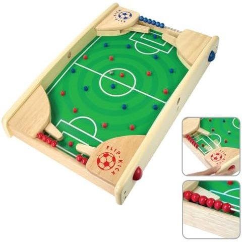 Flipkick: Wooden Tabletop Football/Soccer Pinball Games, Indoor Portable Sport Table Board