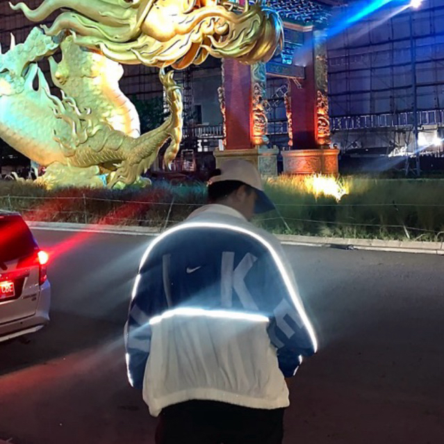 Jacket Windbreaker Paracute Nike Big Logo Spell Out 90s Tie Dye Vintage Reflective XL oversize (70x5