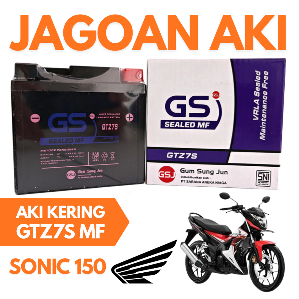 Aki Motor Honda Sonic 150 R GTZ7S Aki Kering Accu Kering MF
