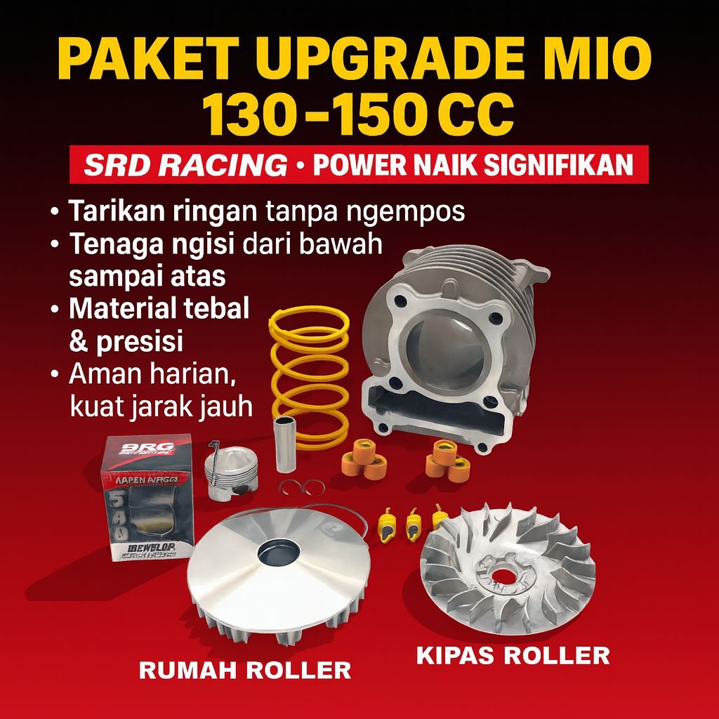 Paket Blok boreup Komplit SRD Racing 130–150cc – Bore Up 54 / 58.5 / 59 – Mio Karbu Smile Garnis
