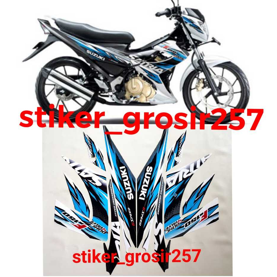 STIKER STRIPING LIS BODY MOTOR SUZUKI SATRIA FU 150 2013 PUTIH BIRU FU FACELIFT