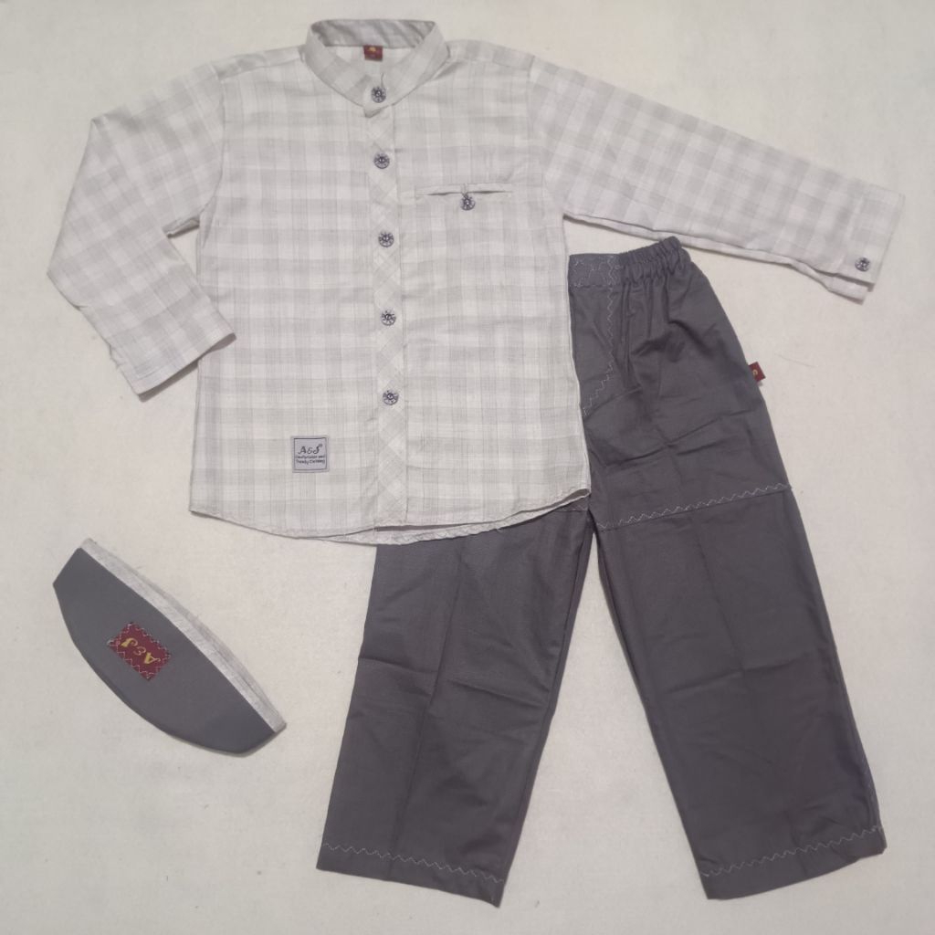 BAJU KOKO ANAK BENSU MOTIP KOTAK A&J LENGAN PANJANG