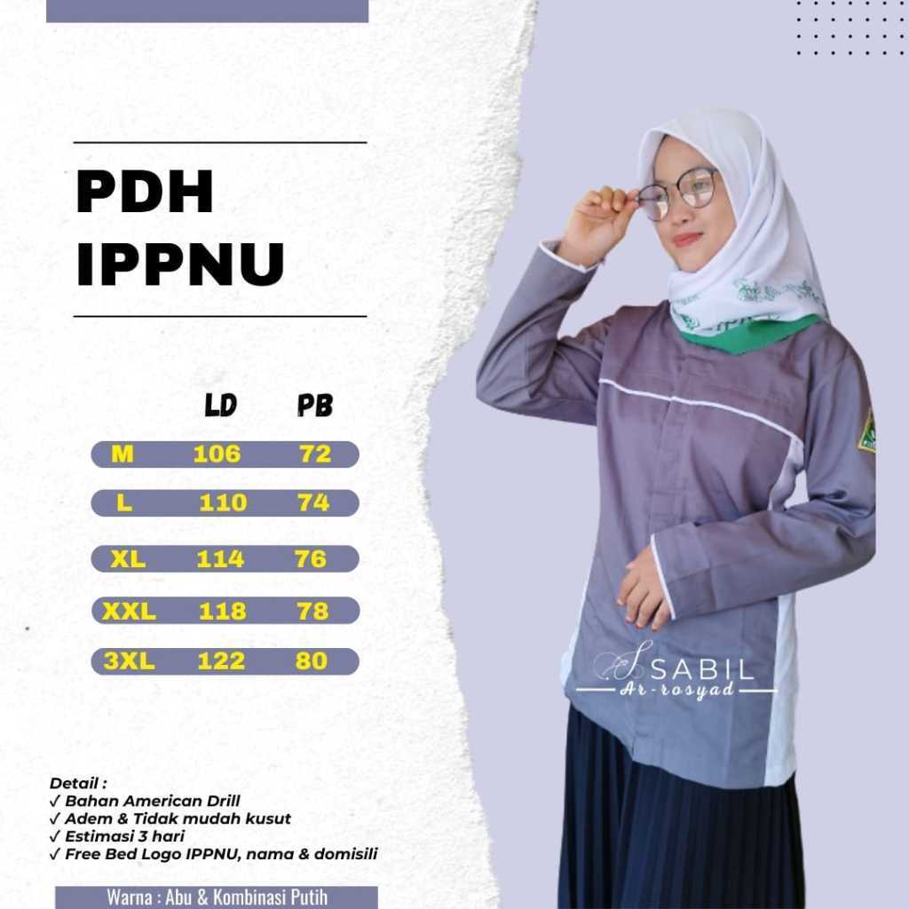 PDH IPNU IPPNU Bahan Drill Seragam PDH IPNU IPPNU List Putih Free Bedge Nama dan Ranting