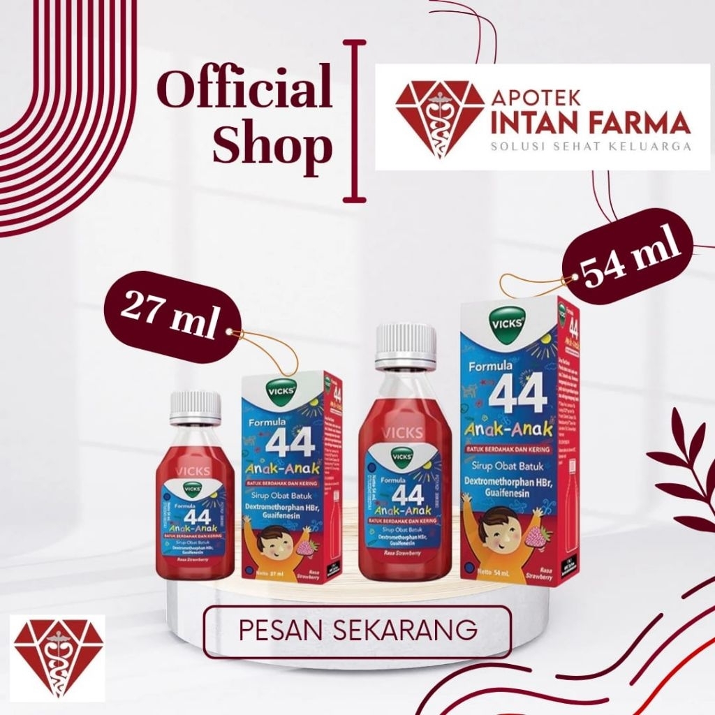 Vicks Formula 44 anak mengatasi batuk kering berdahak rasa strawberry