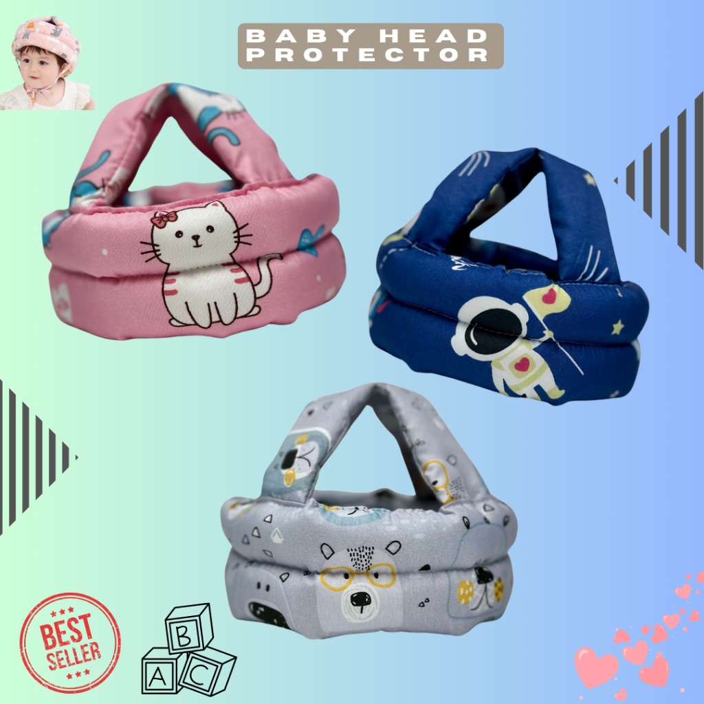 helm pelindung kepala bayi boy and girl katun micro motif/topi bayi anti benjol/topi pengaman baby