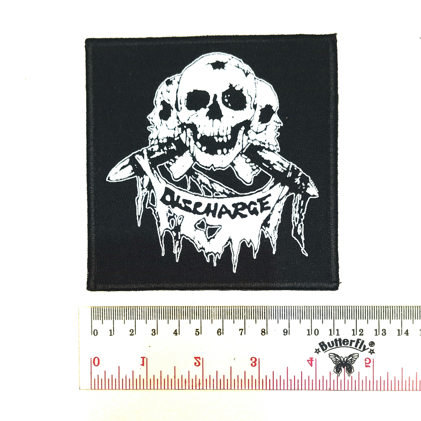 Emblem Sablon/Patch/Tambalan Celana Jaket Vest Sweater Topi Tas - Discharge skull (black)