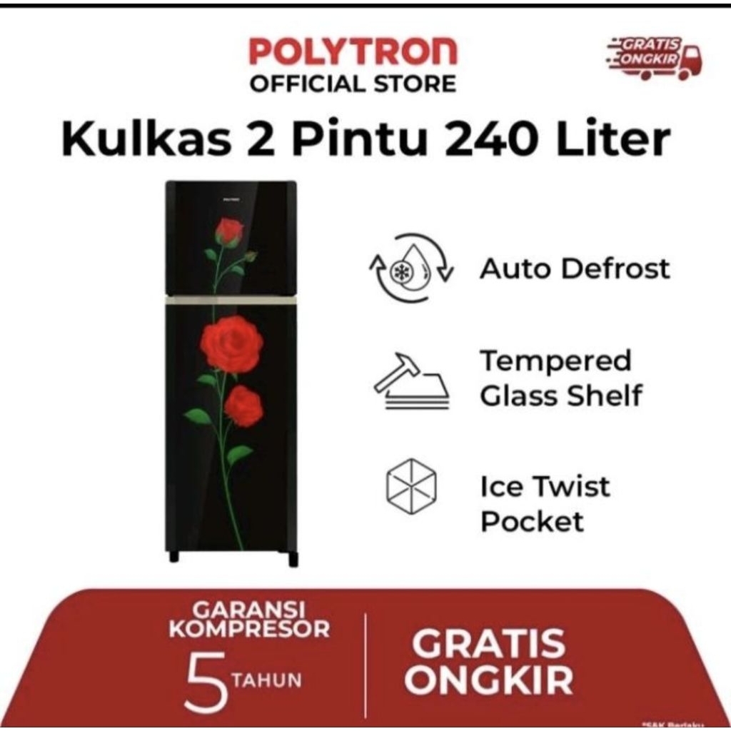 KULKAS POLYTRON 2PINTU BELEZZA PRM 28 CRX