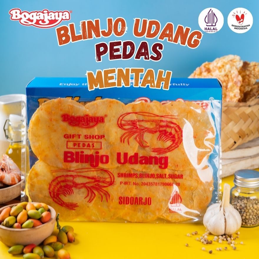 BOGAJAYA Emping Melinjo Blinjo Udang Pedas BOYYA 110Gr Mentah Oleh Oleh Surabaya