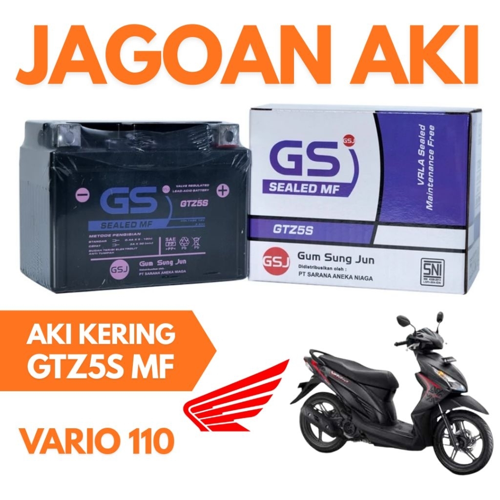 Aki Motor Honda Vario 110 GTZ5S Aki Kering Accu Kering MF
