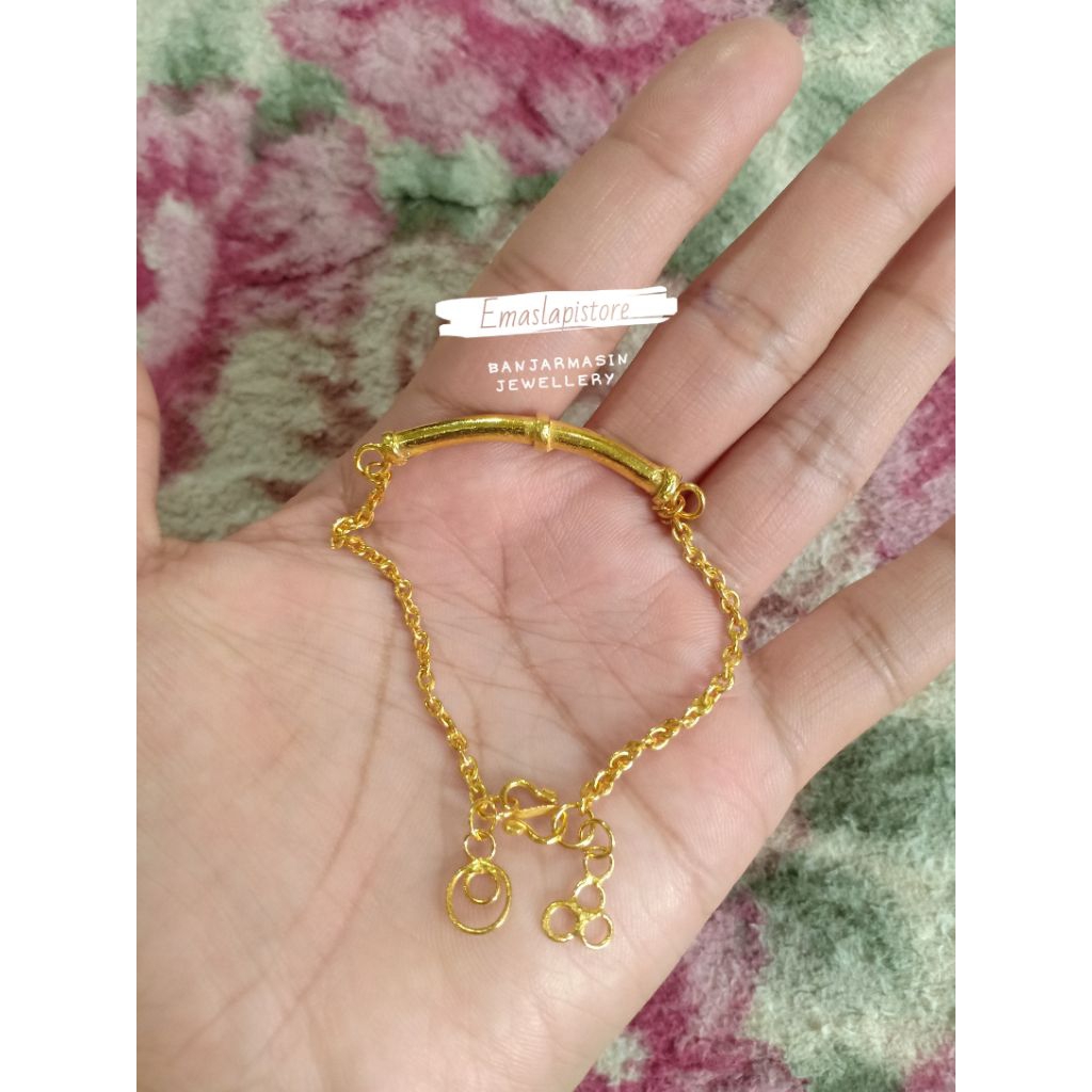 Gelang Mini Belitung Ranting Klasik Lapis Emas 999 Banjar