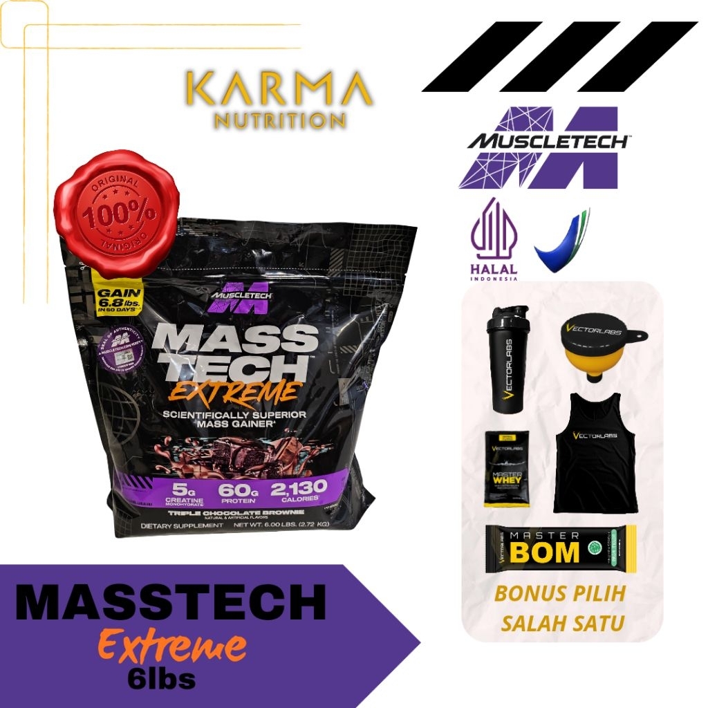 MUSCLETECH MASSTECH 6LB 12LBS BPOM GAINER GAIN MASS