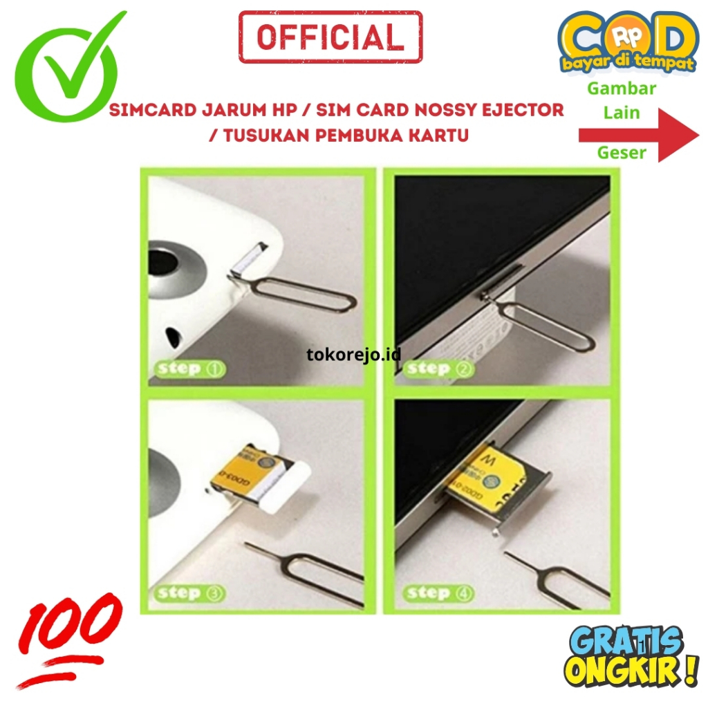Jarum Pin Tusuk Kartu Sim Card Ejector Card Hp Pembuka Sim Tray Hp Iphone Samsung Xiaomi Oppo Vivo