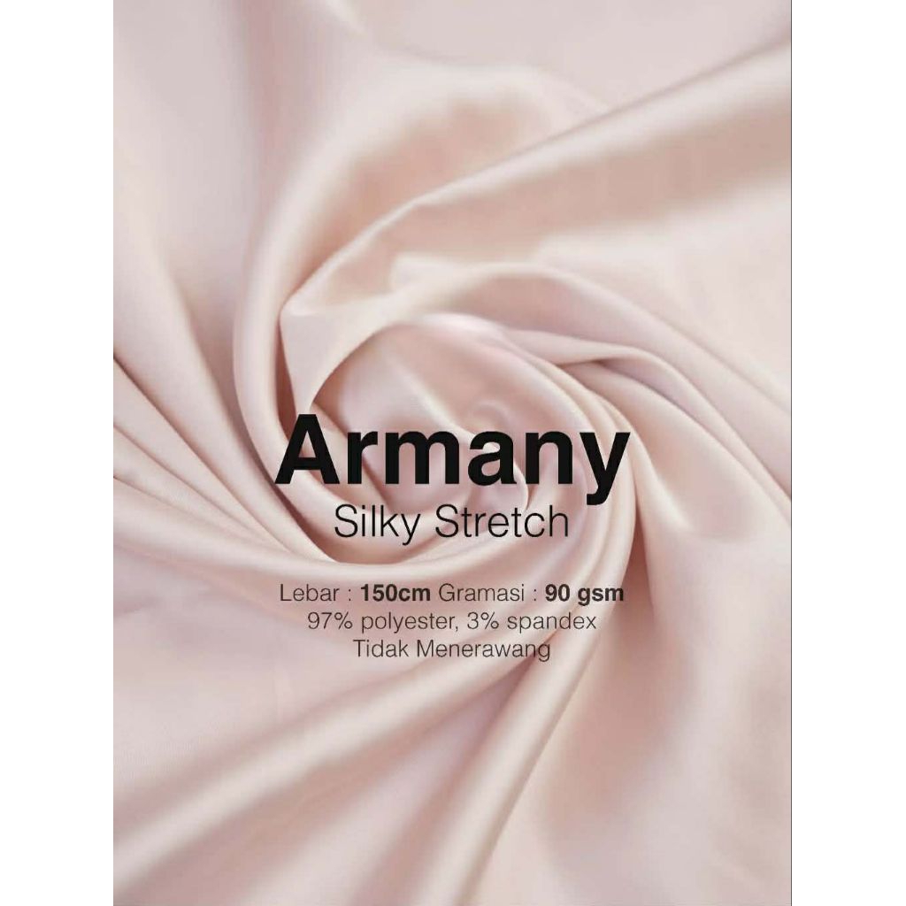 Kain satin silk armny original 100% silk stretch quality premium/Kain gaun/dress/gamis/bahan furing.