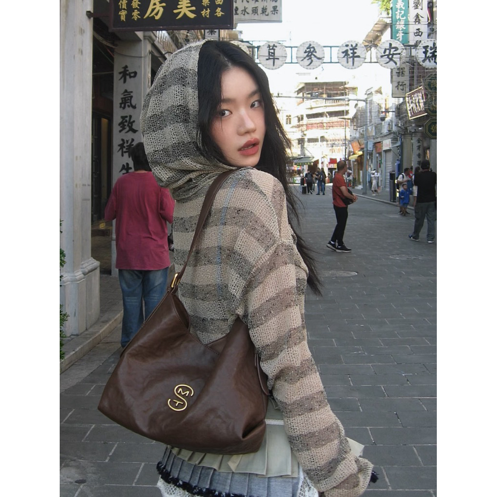 SMTHING LEATHER HOBO BAG