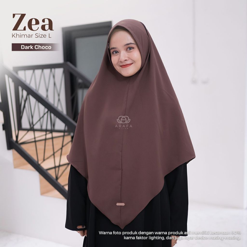 Zea Khimar Jilbab Instan Segitiga Non Pad Kerudung Syar'i Jumbo Flowly Adem Jatuh By Arafa Hijab