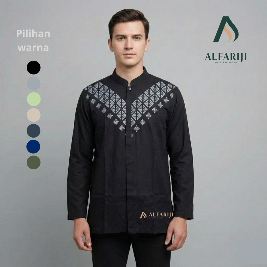 baju koko pria cowok  / baju muslim pria lengan panjang / baju koko dewasa bordir / Koko pria /Koko 