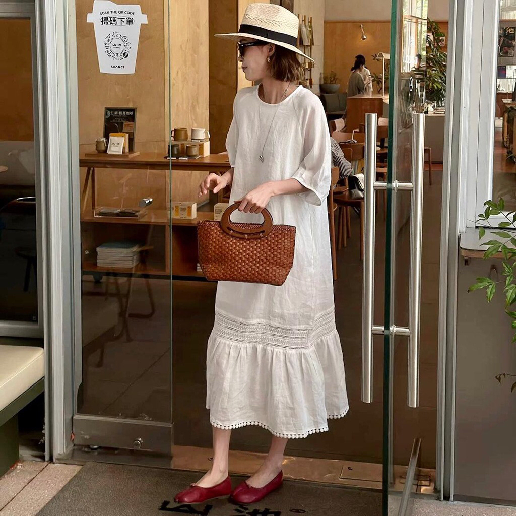 Korea Casual Dress Wanita Impor D0921 dress casual putih/ white dress/  Basic dress