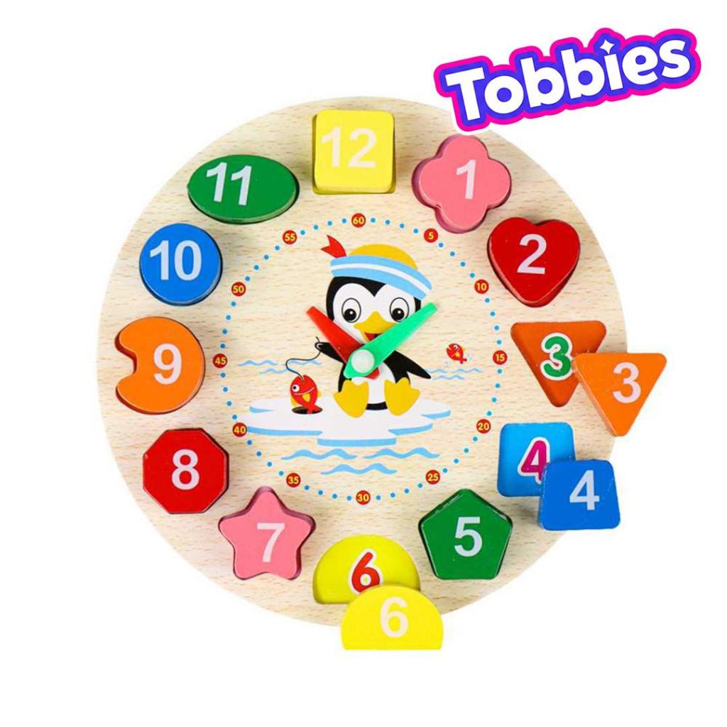 TOBBIES FUN SHOP Board Game Edukasi Anak Geometry Number Roulette Mainan Edukasi Anak Bentuk Jam Din