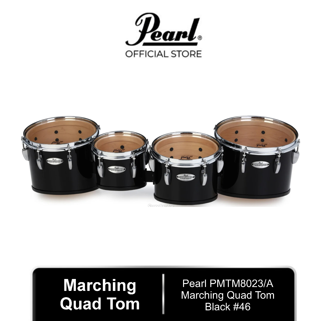 Pearl PMTM8023/A Tom Set Marching Quad Quint | Championship Maple Series Black 8" 10" 12" 13"
