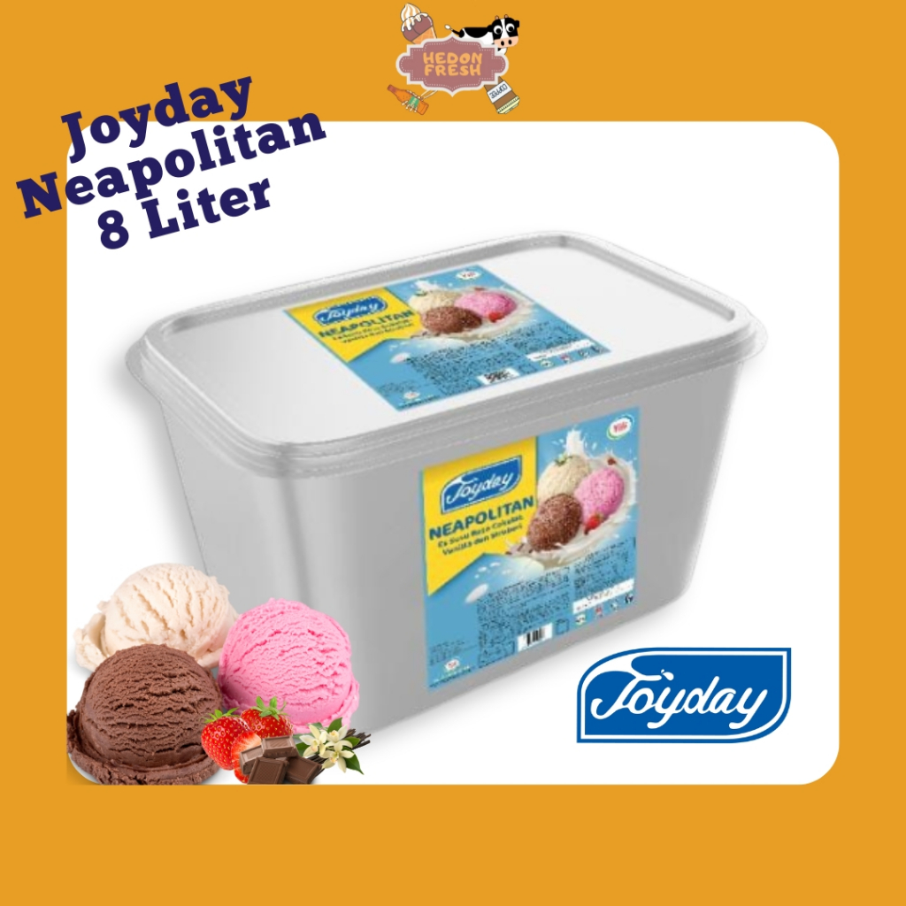 Ice Cream Joyday Neopolitan 8 Liter - Vanilla, Cokelat dan Stroberi