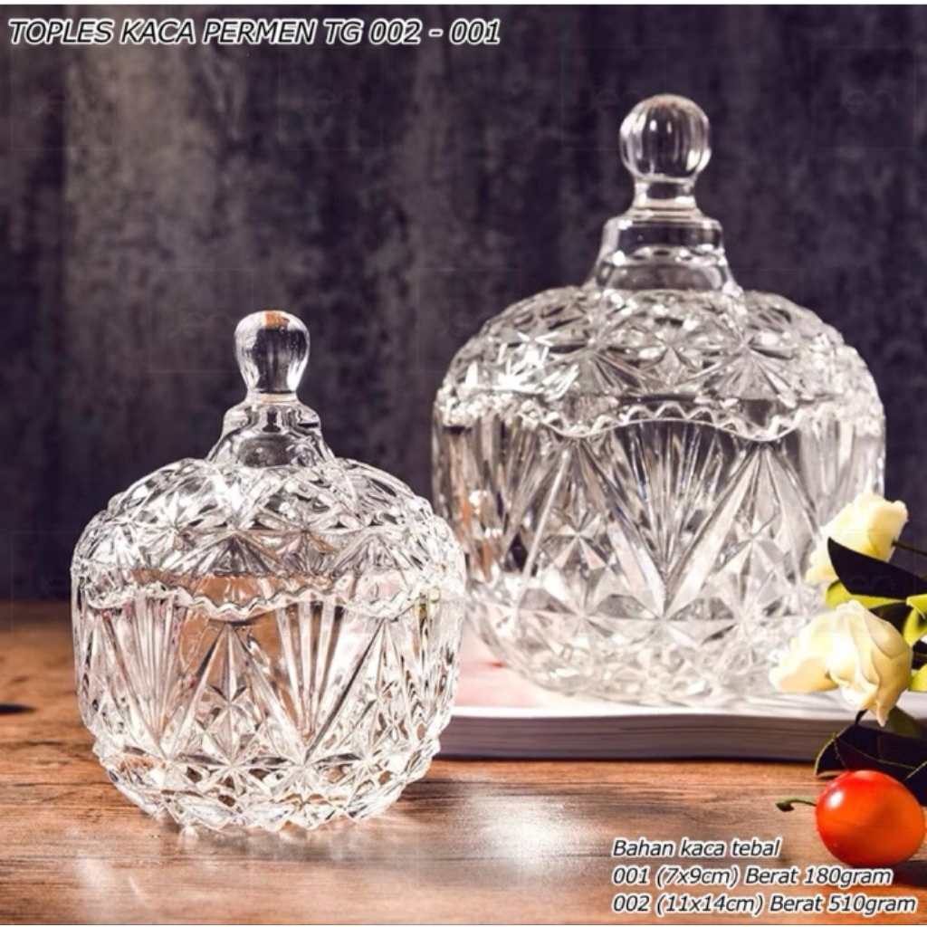 TOPLES KACA KRISTAL MEWAH FRUTA CANDY JAR || TOPLES KACA KRISTAL + TUTUP