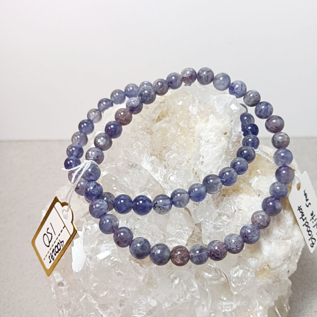 iolite, Bloodshot iolite Gelang Batu Natural Asli