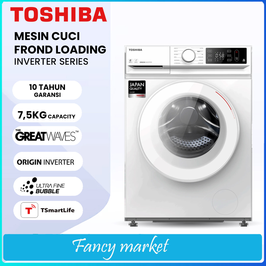 BIG SALE TOSHIBA MESIN CUCI FROND LOADING TW-BL85A2N / TWBL85A2N - INVERTER WITH TSMARTLIFE [WIFI] -