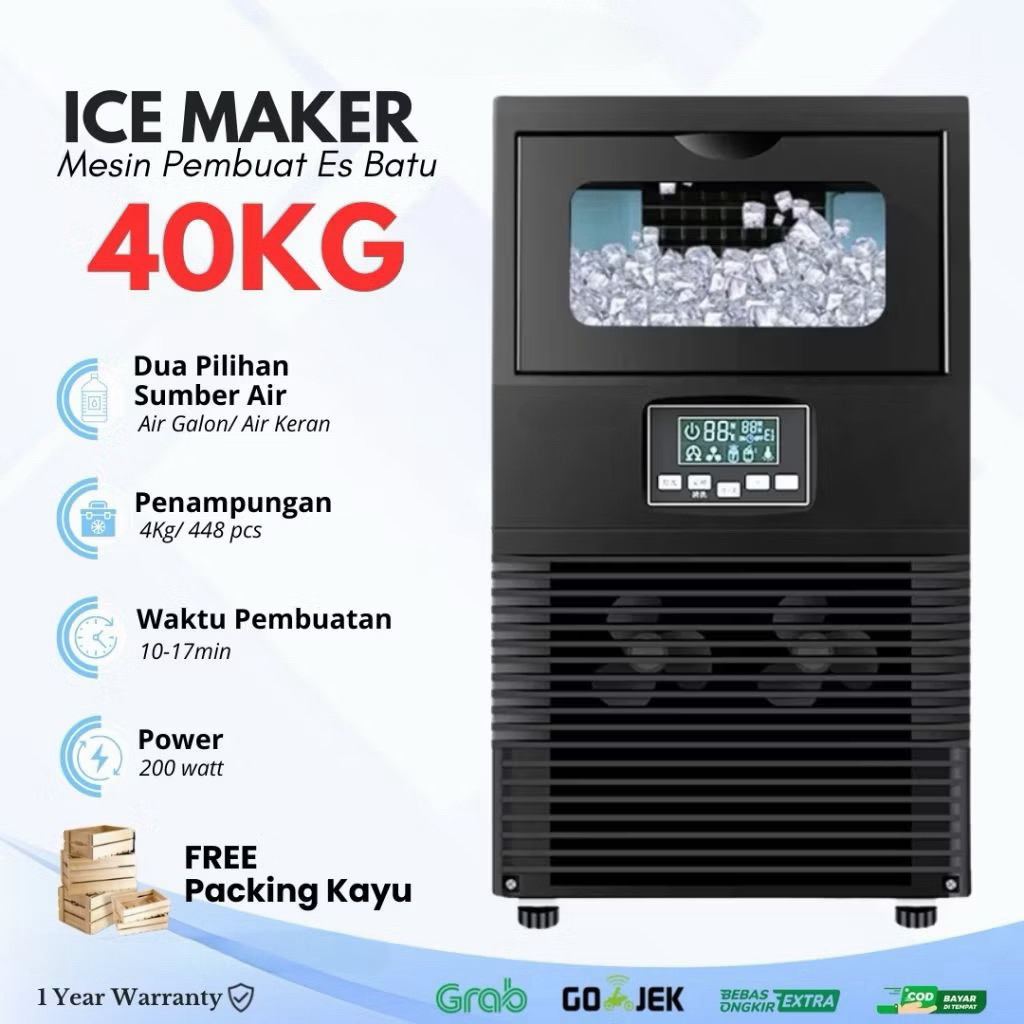 Mesin Hicon HZB 40F Es Batu 40kg Perhari Ice Cube Maker HZB