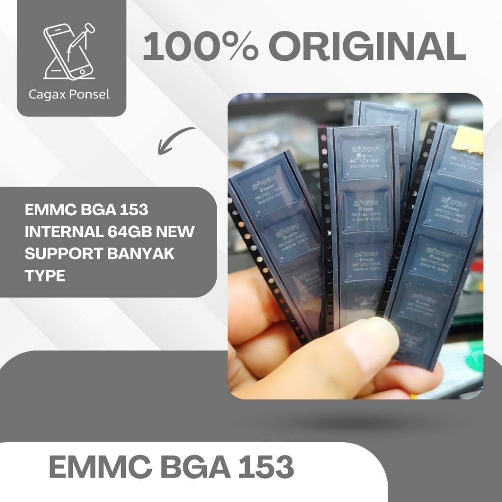 EMMC BGA 153 NEW CLEAN RPMB SUPORT VIVO Y16, OPPO A38 REDMI XIAOMI DLL,