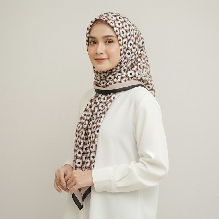 Aeni Hijab - Kerudung Voal Motif Segiempat - Kyra Series