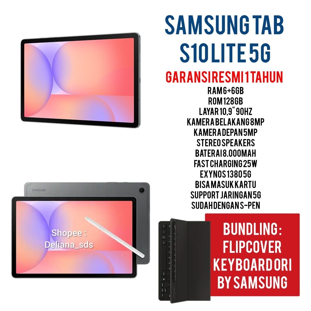 Samsung Tab S10 Lite 5G 6/128 Garansi Resmi 1 Tahun Samsung S10 Lite Tab Samsung S10 Lite Tablet Sam