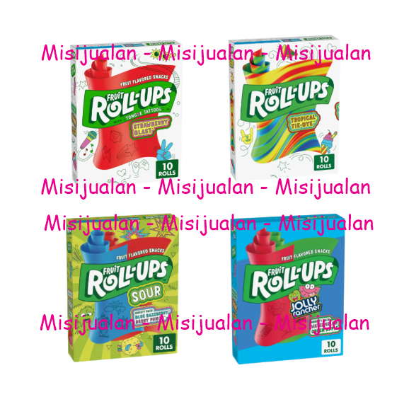 Roll Ups Fruits Candy Strawberry Blast Variety Pack Sour Tropical Tie Dye 10s | Permen Jeli  Import 