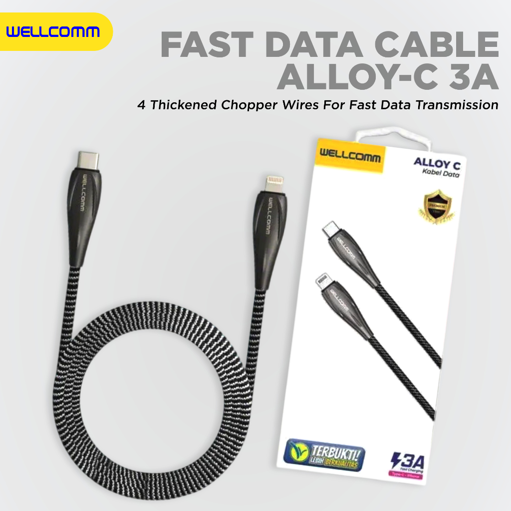 Kabel Data Alloy (c) Fast Charger Type C ke iPhone 1.3M Wellcomm