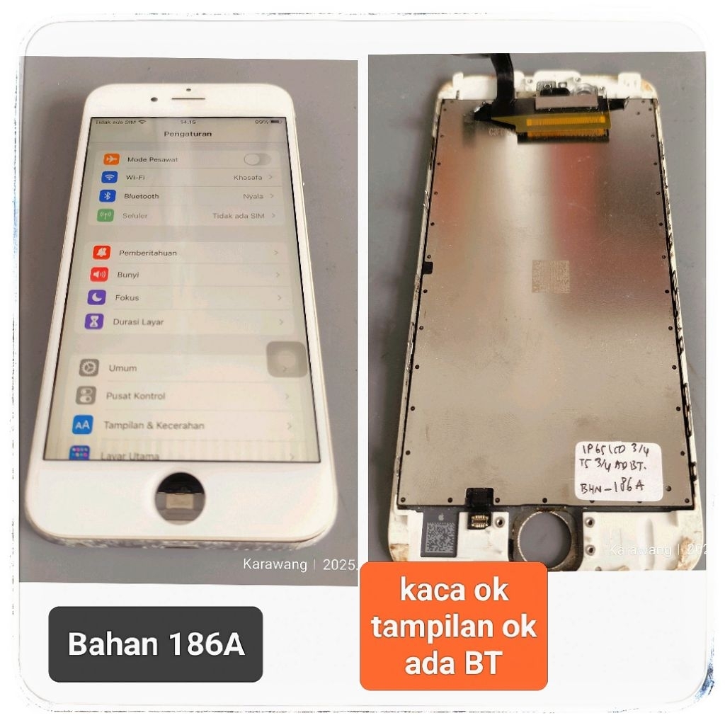[ bahan-186 ] Lcd iPhone 6S Minus | Utk Tes atau Kanibalan | LCD Rusak | Plat LCD ip6s | Bekas | pil