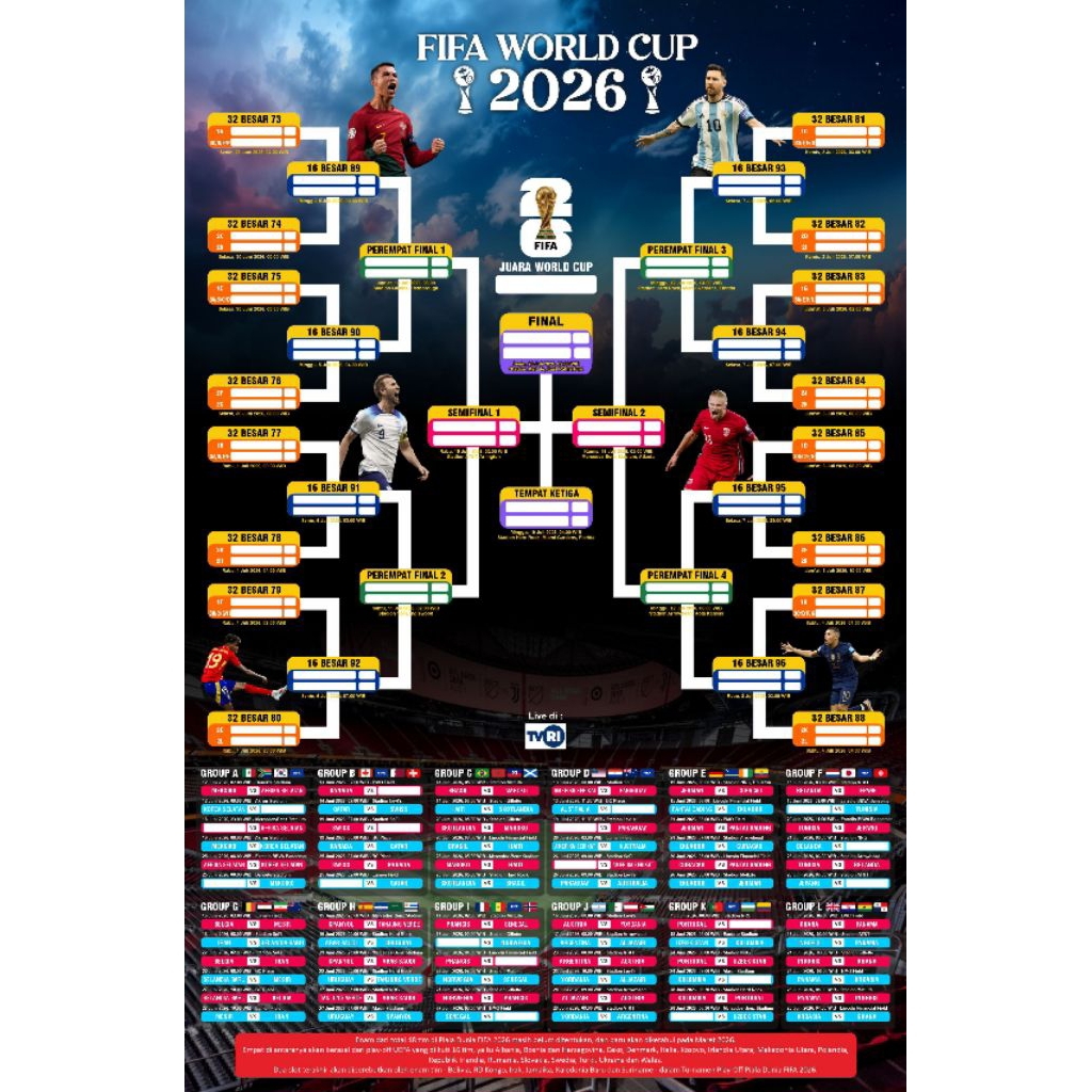 Poster Jadwal Piala Dunia Fifa world cup  2026