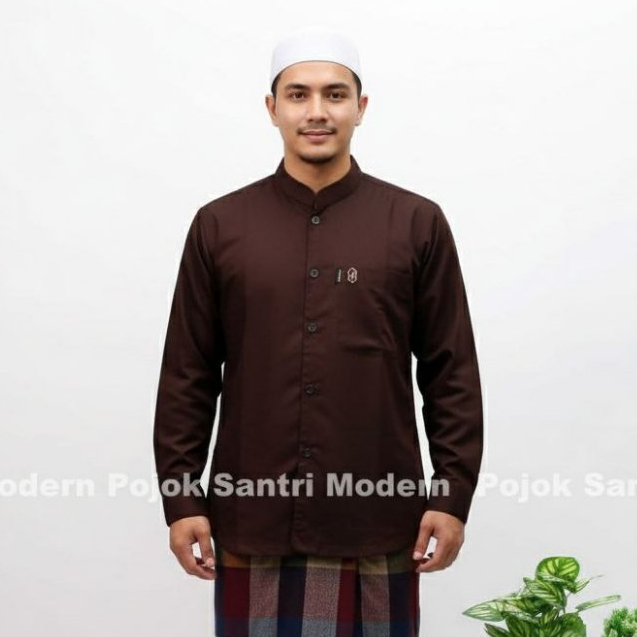 Baju Koko Haibah Habaib Lengan Panjang Katun Madinah Big Size Warna Hijau Army