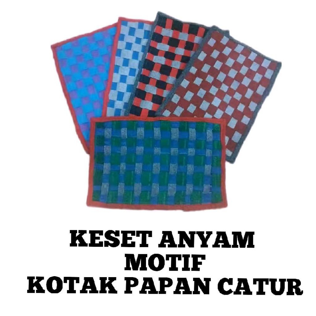 KESET KARPET ANYAM MOTIF KOTAK PAPAN CATUR/KESET KAKI LANTAI KOTAK PAPAN CATUR