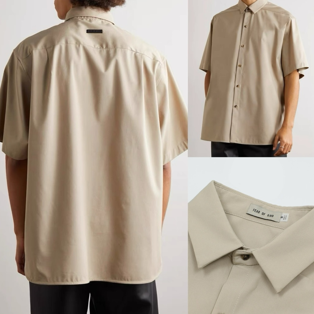 Sand Kemeja Lengan Pendek FOG ESSENTIALS FEAR OF GOD Basic Shirt Button