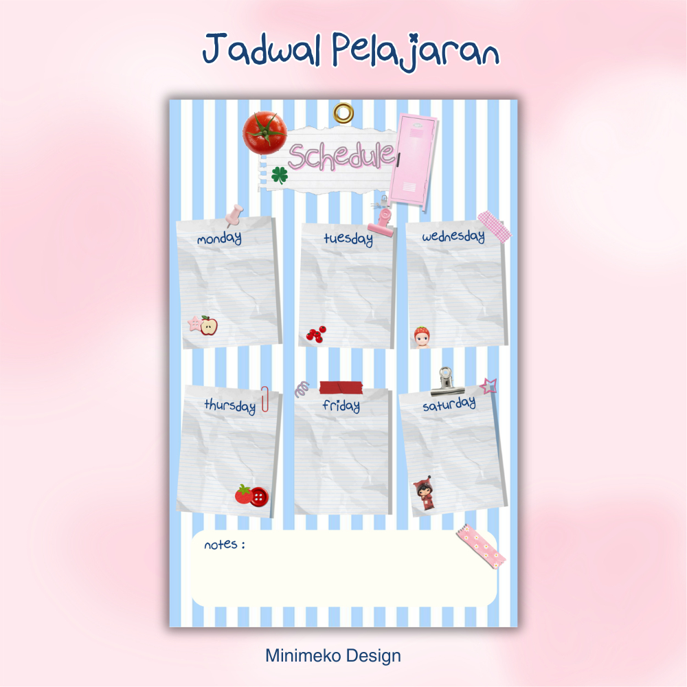 (GRATIS SPIDOL) jadwal Pelajaran Sekolah Aesthetic – Poster Planner Jadwal Belajar Siswa – Jadwal Pe