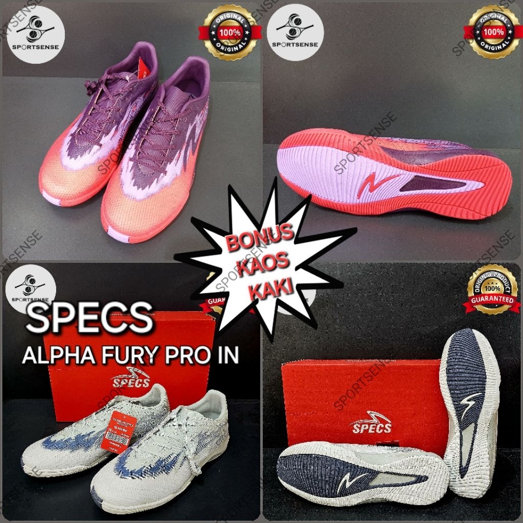 Sepatu Futsal Specs Alpha Fury Pro IN Original Bonus Kaos Kaki