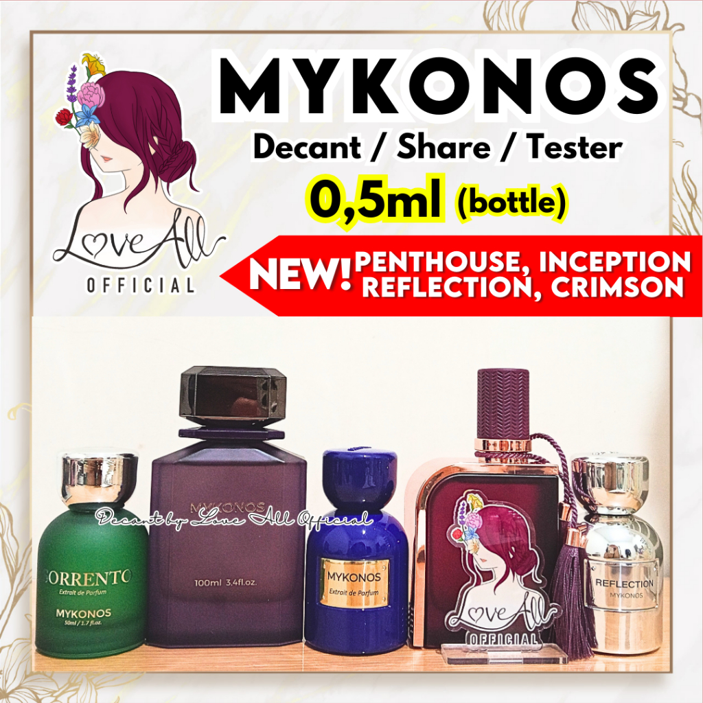 MYKONOS 0,5ml ALL VARIANT ‼️Decant Share in Bottle Inception Reflection Crimson Penthouse Dreamscape