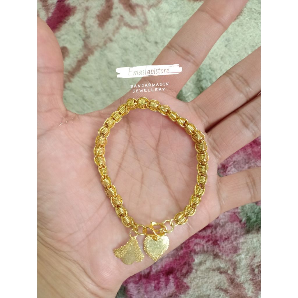 Gelang Medium Per Raitan Klasik Lapis Emas 999 Banjar
